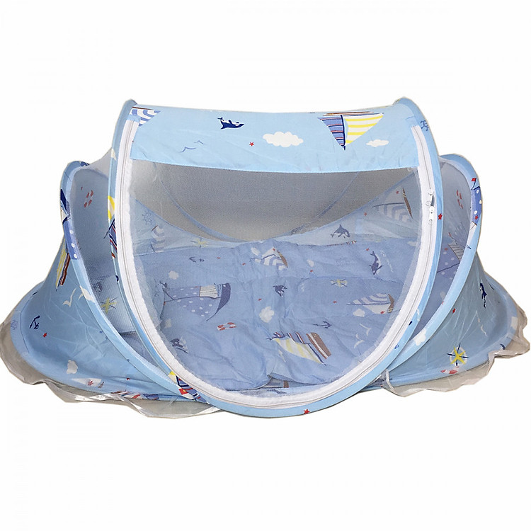 Mùng Màn Chụp Cho Bé Sơ Sinh Kèm Nệm Gối - Họa Tiết Biển
