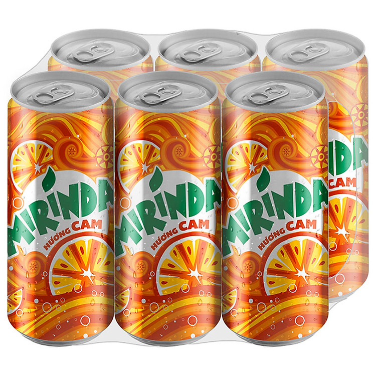 Lốc 6 Lon Nước Ngọt Có Gaz Mirinda Cam (320ml/lon)