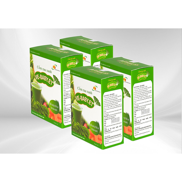 Combo 4 Hộp Cốm Rau Xanh VEBABY.ET Giúp Bổ Sung Chất Xơ, Tăng Cường Tiêu Hóa, Giảm Táo Bón Cho Bé 20 Gói/Hộp