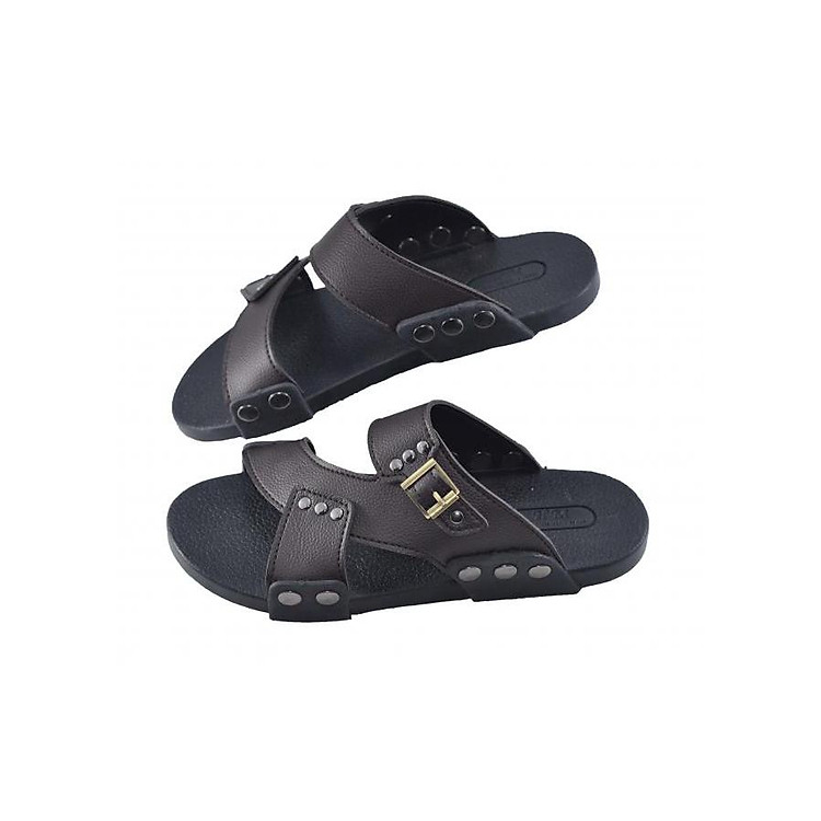 Dép cao su nam da PU quai chéo - TPU-83 (Nâu)