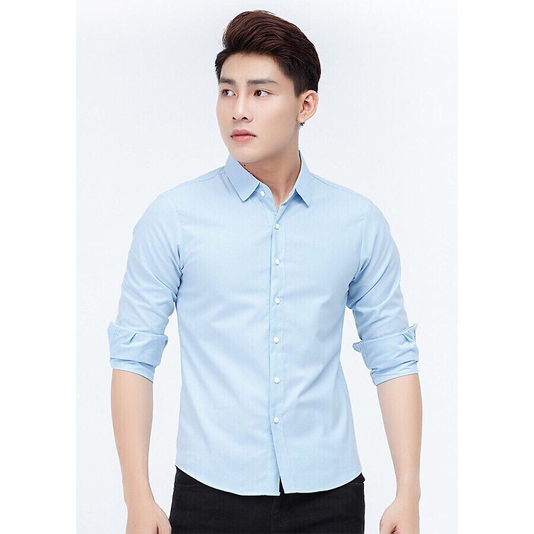 Áo Sơ Mi Nam KOJIBA Dài Tay Xanh Nhạt Dáng Slimfit Hàn Quốc