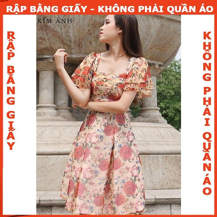 Rập giấy đầm cổ vuông tay loe mã 1219 (BẢN VẼ)