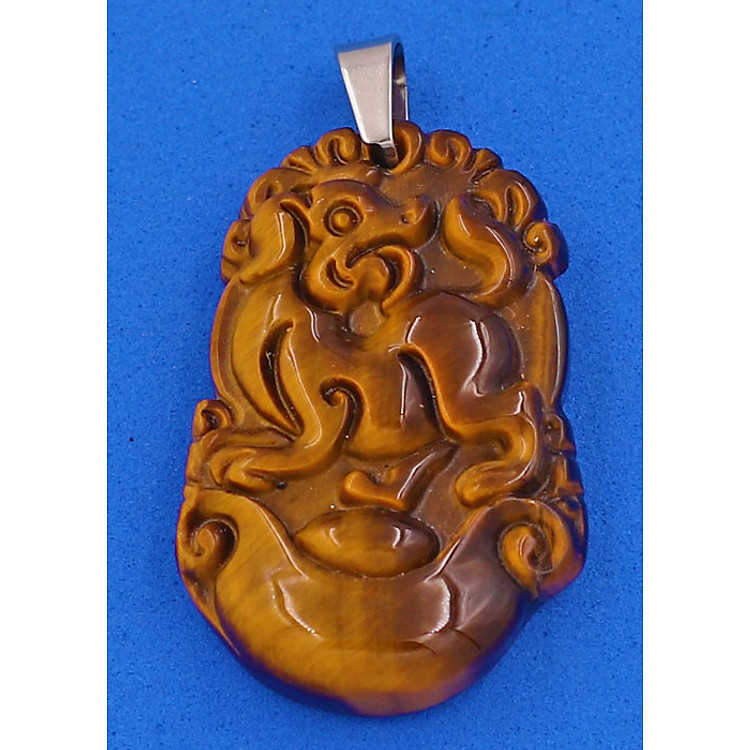 Mặt dây chuyền tuổi Tuất đá mắt hổ 3.6cm - Mặt size nhỏ