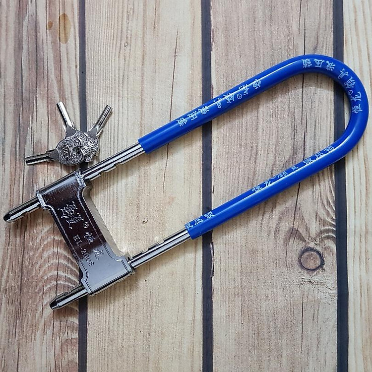 Khóa u dài HENGLONG chống cắt chuyên khóa cửa kính cường lực, khóa xe máy tặng kèm khóa tủ c40