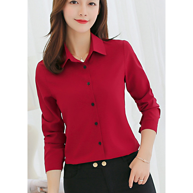 Áo Sơ Mi Nữ Công Sở Trơn Dài Tay Ohazo! - AG03