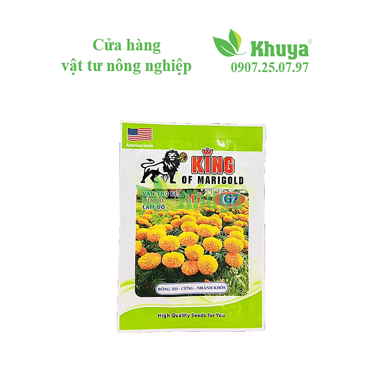 Hạt giống Hoa Vạn Thọ F1 Mỹ G7 gói 1gr hơn 300 hạt Lùn Lỡ Cam Đỏ