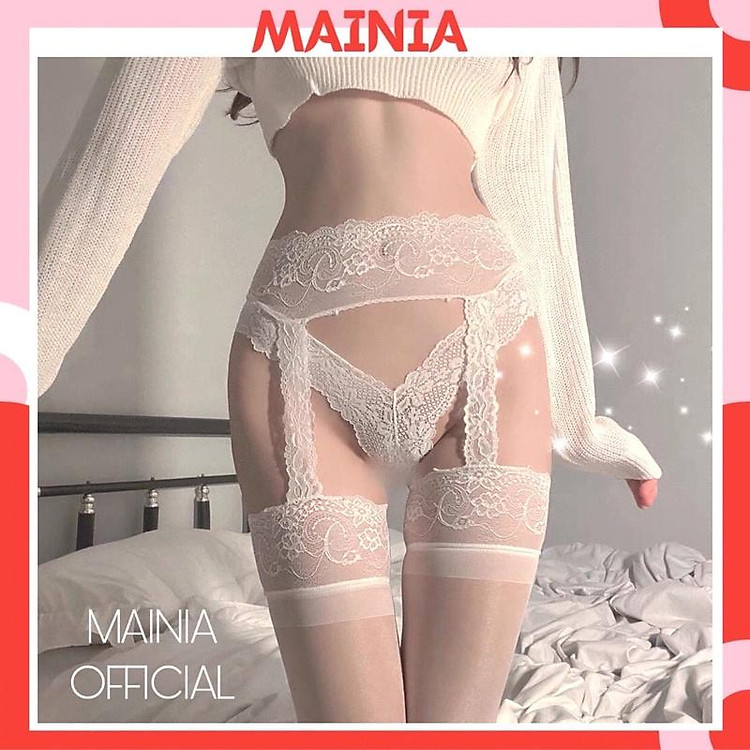 Đai Nịt Tất Ren Hoa Siêu Đẹp Sexy Quyến Rũ Tất Đùi Trắng Đen Mainia Shop TAT01