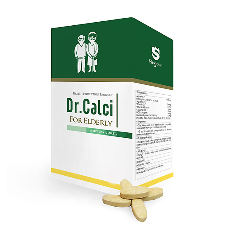 Thực phẩm chức năng Viên uống Canxi HỮU CƠ từ TẢO BIỂN ĐỎ dành cho người lớn tuổi, không gây táo bón (60 viên/lọ)