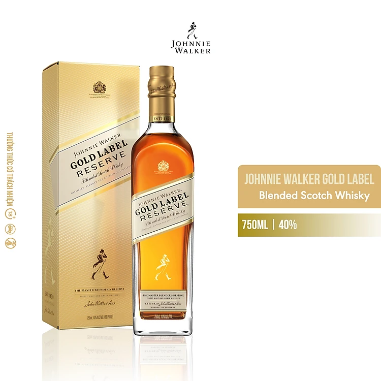 Rượu Johnnie Walker Gold Label Blended Scotch Whisky 40% 750ml [Kèm Hộp]