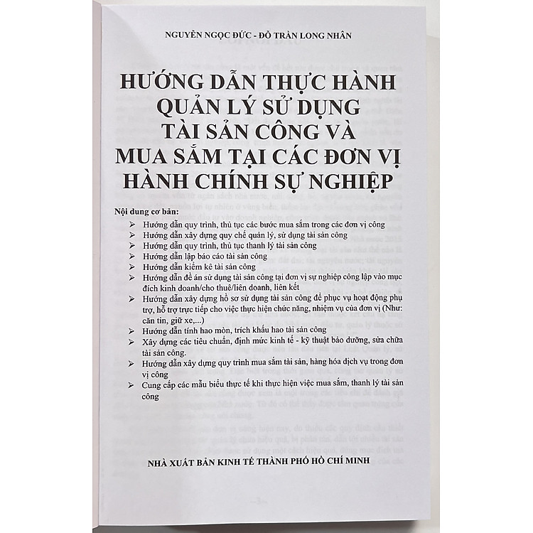 Hướng Dẫn Thực Hành Quản Lý, Sử Dụng Tài Sản Công Và Mua Sắm Tại Các Đơn Vị Hành Chính Sự Nghiệp - Ảnh 3