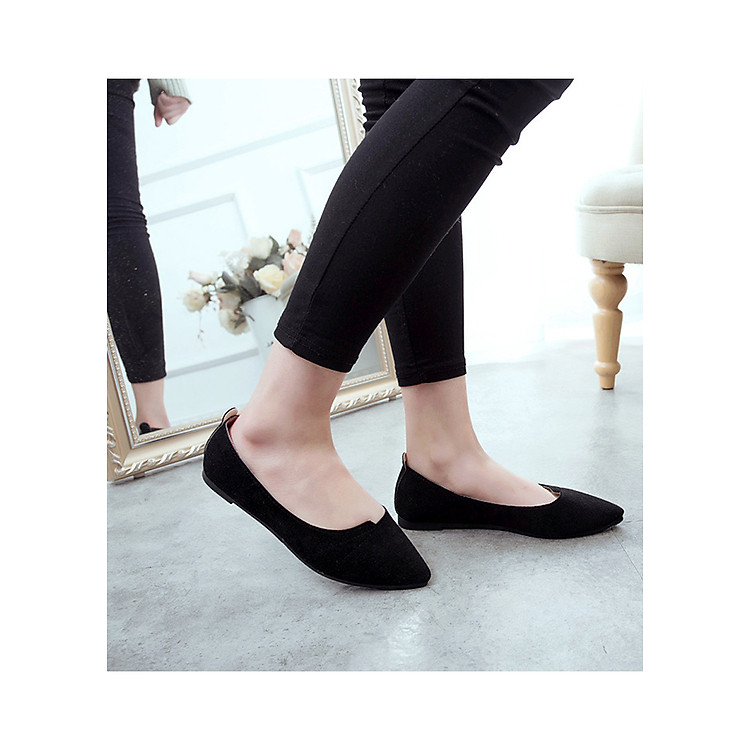 Giày đế bằng búp bê nữ da lộn full size nhiều màu V215