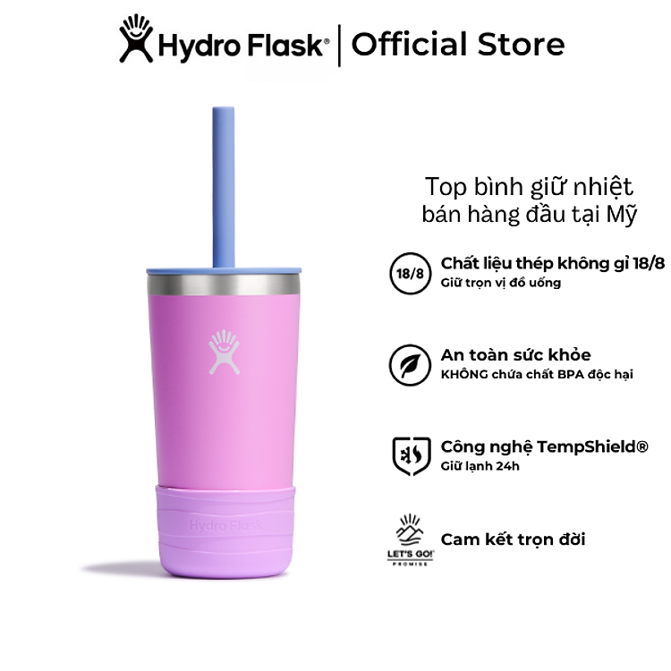 Bình nước giữ nhiệt Hydro Flask Kids Tumbler With Straw And Boot Anemone 12 oz- Hàng chính hãng(Season 2024)