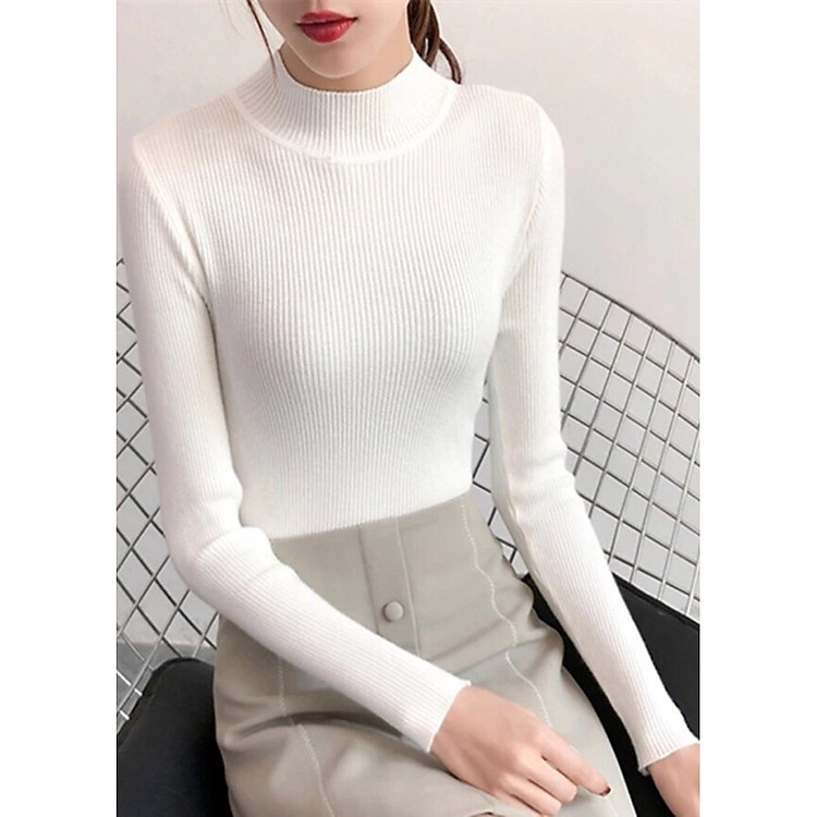 Áo len gân cổ 3 phân chất len mịn