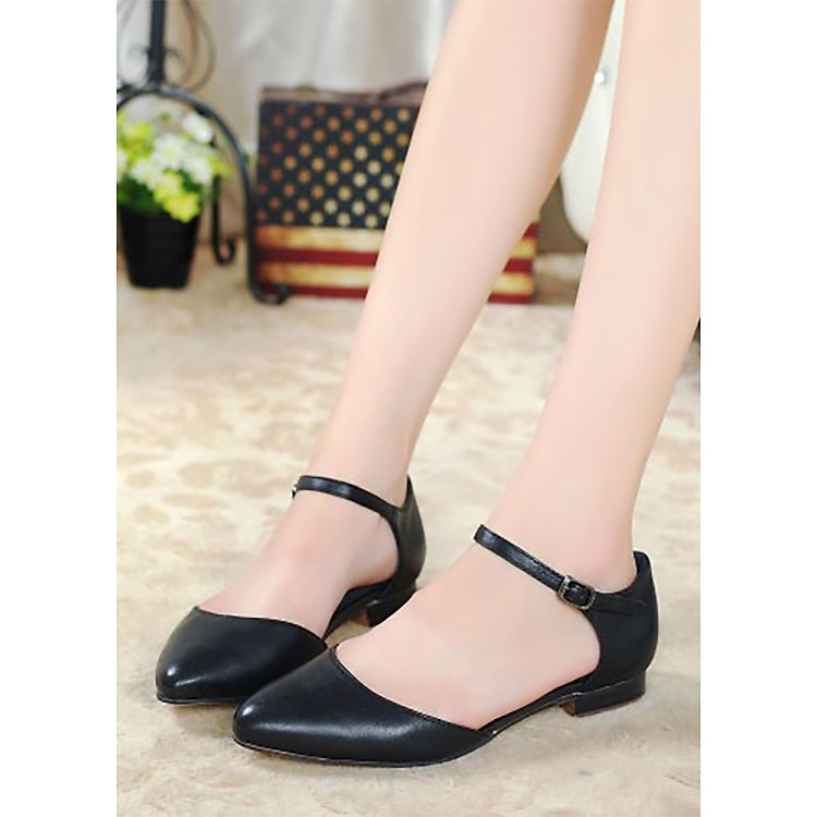 Giày Búp Bê Đế Bệt Quai Hậu - Đen