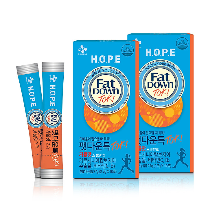 Combo 2 thực phẩm bảo vệ sức khỏe (TPBVSK) CJ FATDOWN TOKTOK GRAPEFRUIT hỗ trợ chuyển hóa chất béo (2.7g x 20)