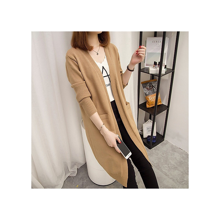 Áo len nữ cardigan dáng dài phong cách trẻ trung