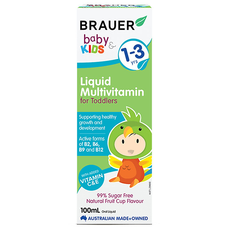 Siro bổ sung Vitamin tổng hợp Brauer Úc cho trẻ từ 1 - 3 tuổi + Tặng khăn Cotton xuất khẩu