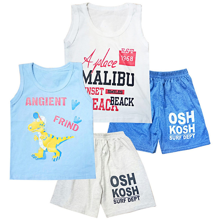 Combo 2 Đồ bộ sát nách cho bé trai 8-23kg - Ninedra