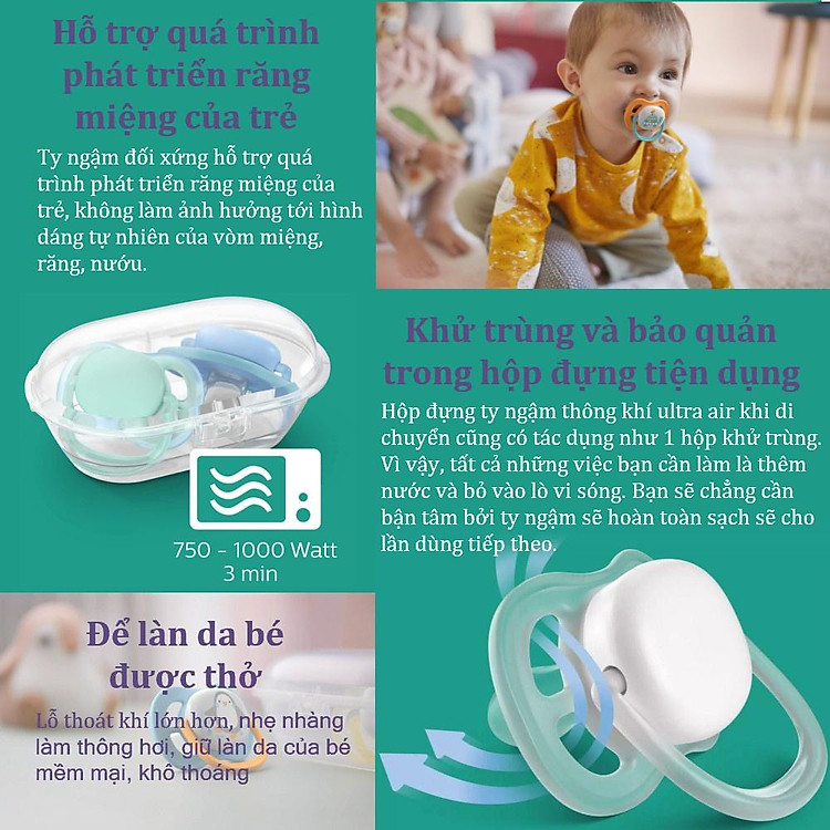 Ty ngậm Ultra air Philips Avent 0m+ Chính hãng Tiết kiệm - Hình ảnh 3
