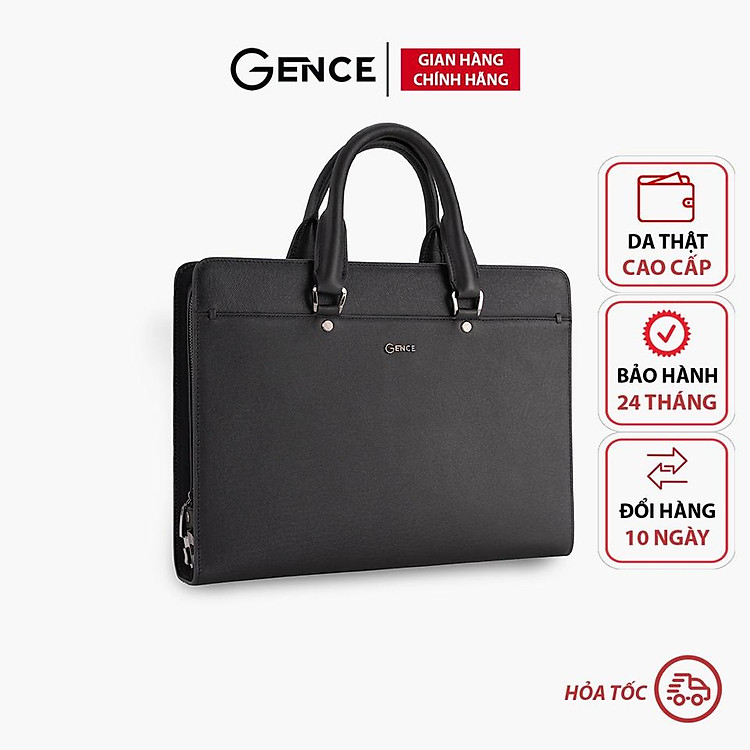 Túi Xách Nam Cặp Da Đen Cầm Tay GENCE CGL09 Chất Liệu Da Bò Khóa Số Cao Cấp Màu Đen