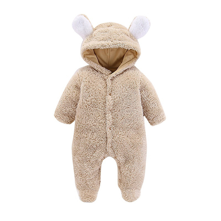 Bộ Đồ Liền Thân Tay Dài Ấm Áp Hình Gấu Cho Bé Sơ Sinh (6M)