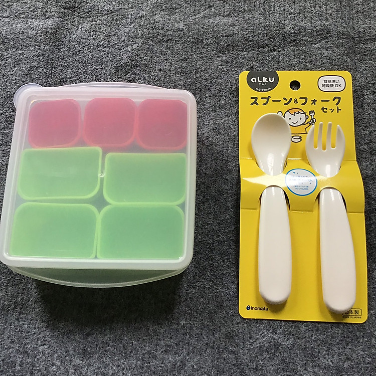 Combo khay ăn dặm 7 ngăn & thìa nĩa Nhật Chính hãng Giá rẻ - Hình ảnh 2