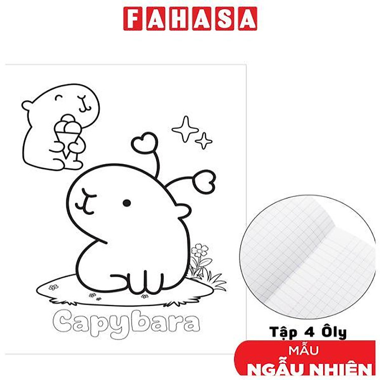 Tập Học Sinh Tô Màu Capybara (4 ô ly, 96 trang 100gsm)