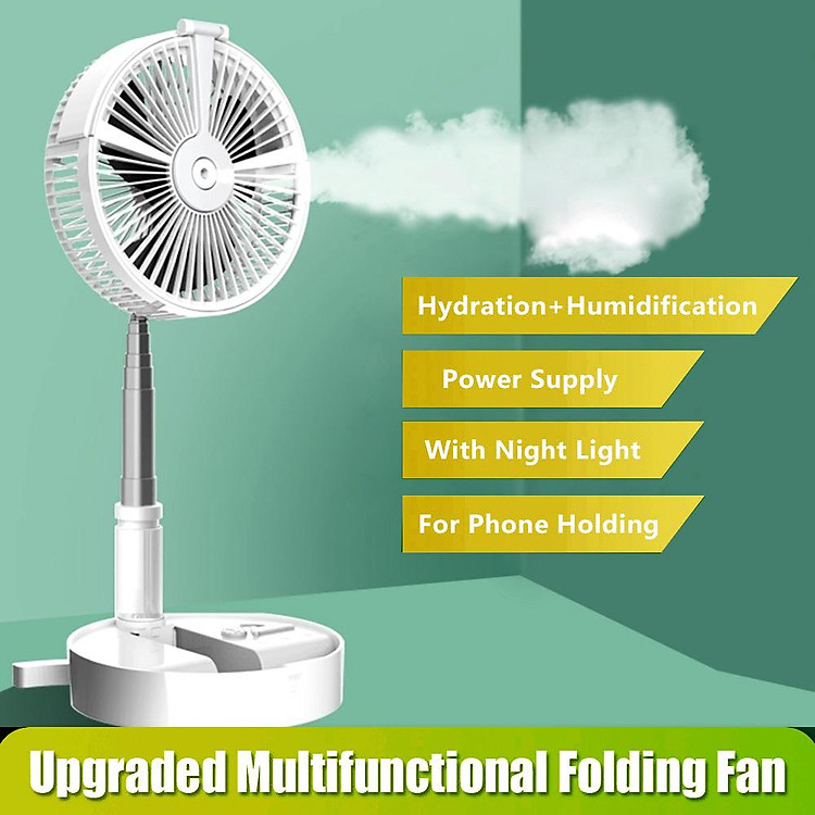 H9 Portable Folding Hydrating Fan USB Electric Fan Multifunctional Humidifying Water Spray Fan Rechargable Desk Floor