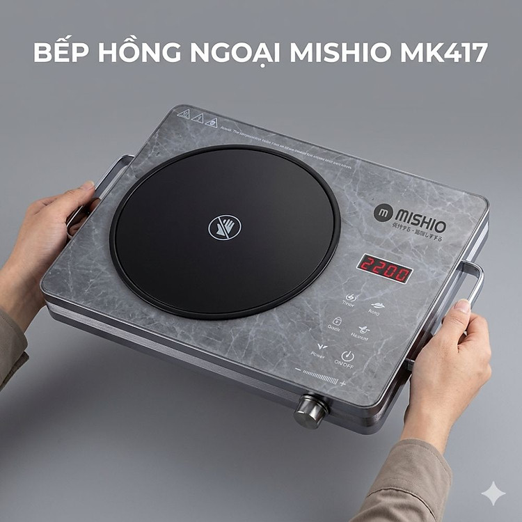 Bếp hồng ngoại Mishio MK417 mặt kính cường lực cao cấp - hàng chính hãng