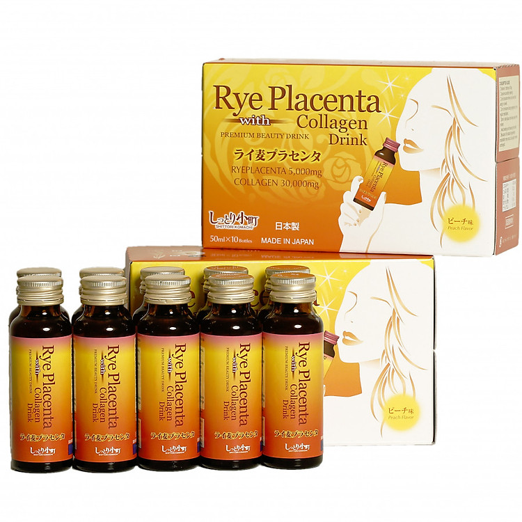Nước uống Collagen làm đẹp da, xóa nhăn, chống lão hóa- Rye placenta with Collagen drink 30,000mg