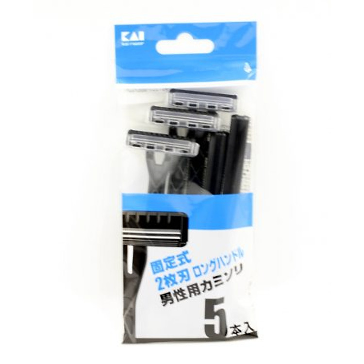 Set 5 dao cạo 2 lưỡi kép KAI (màu đen) nội địa Nhật Bản