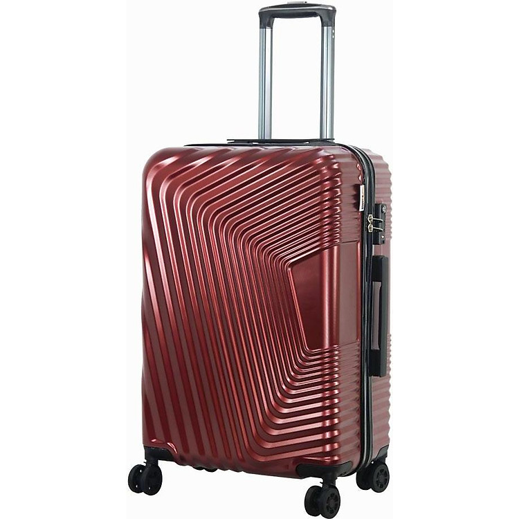 Vali kéo du lịch 859 vân PC chống xước - Đỏ - Size 20