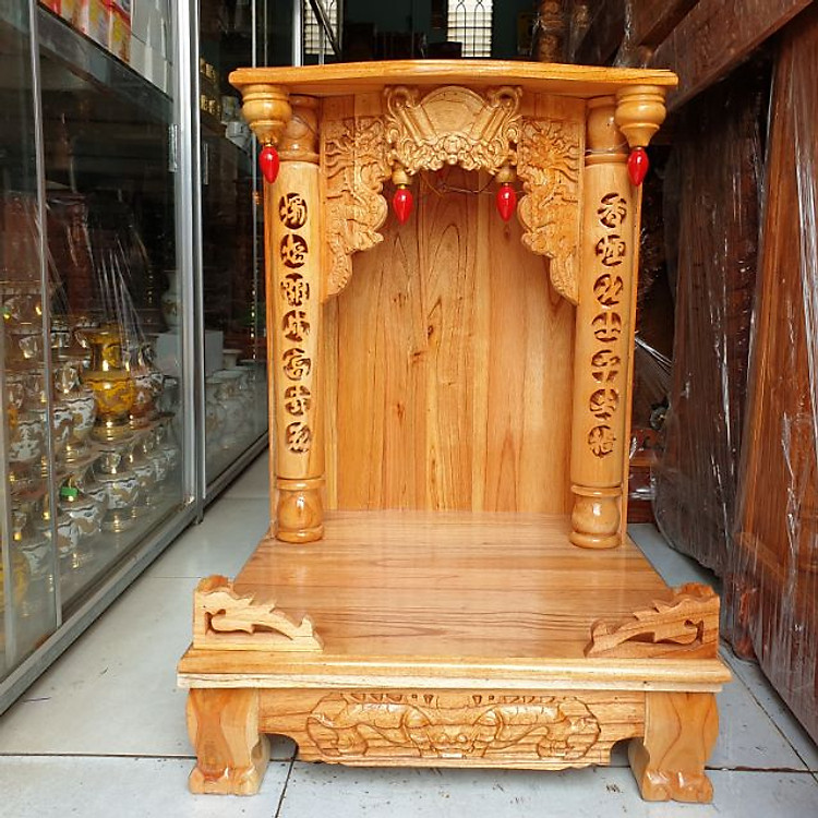 Bàn thờ thần tài ông địa gỗ xoan ngang 56 quỳ họp