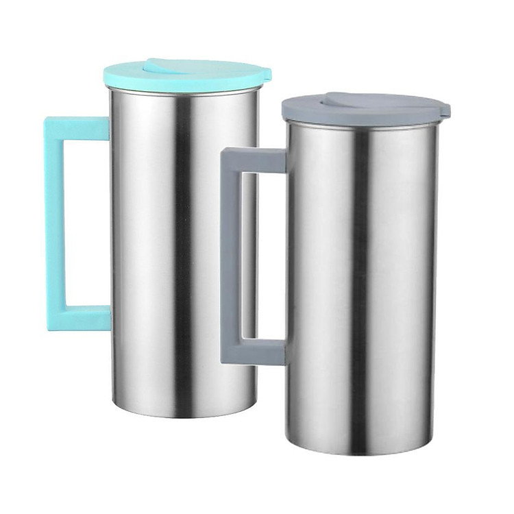 2 Pcs Stainless Steel Water Pitcher Juice Jar Kitchen Restaurant Serving