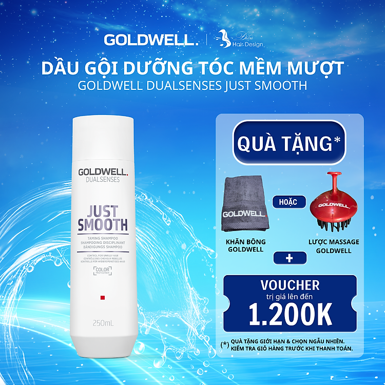 Dầu Gội Dưỡng Tóc Mềm Mượt Goldwell Just Smooth Giảm Bông Xù, Xơ Rối, Kiểm Soát Tóc Tức Thì