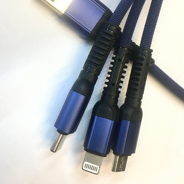 Cáp sạc đa năng chống gãy 3 in 1 Lightning – Type C – Micro USB 1,2m