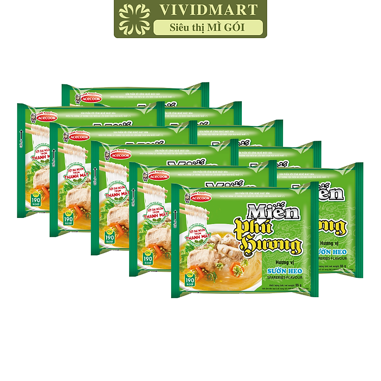 ACECOOK - Miến Phú Hương hương vị Sườn heo, Miến Phú Hương Sườn heo, Miến ăn liền Acecook (55g/gói)