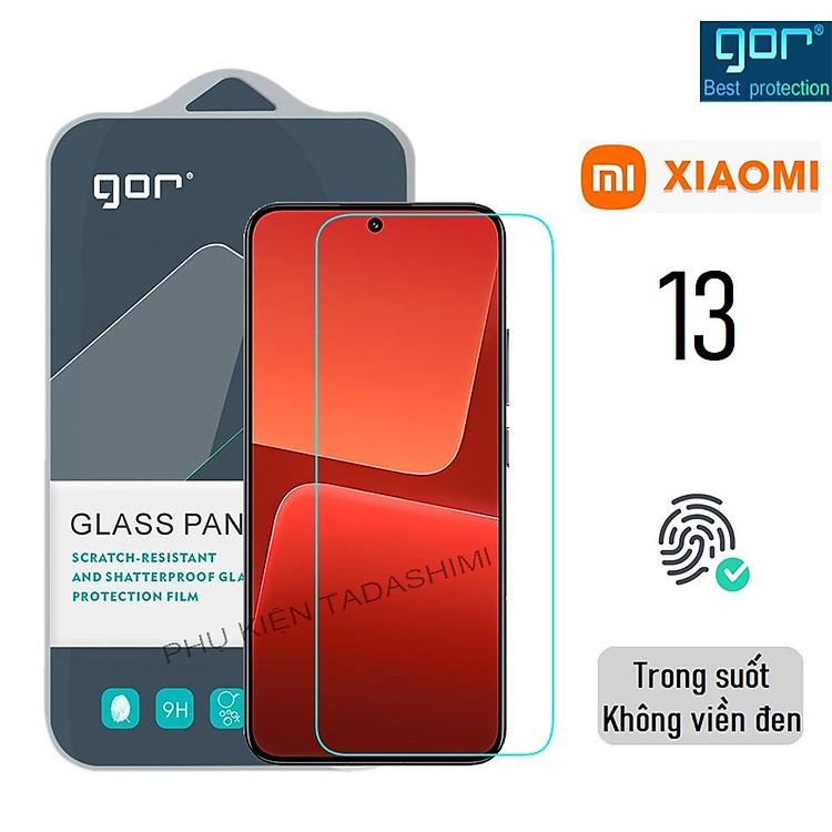 Kính Cường Lực Gor cho Xiaomi 13 Trong Suốt Không Viền Đen, 9H Vát 2.5D ( Hộp 2 miếng) Hãng Gor FULLBOX - Hàng nhập khẩu