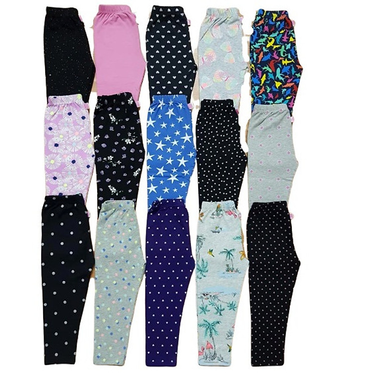 Quần Thun Legging Dài Bé Gái Vải Mịn Đẹp Dày Dặn Từ 5Kg-45Kg MD21 - SET 2 CÁI- Màu Ngẫu Nhiên