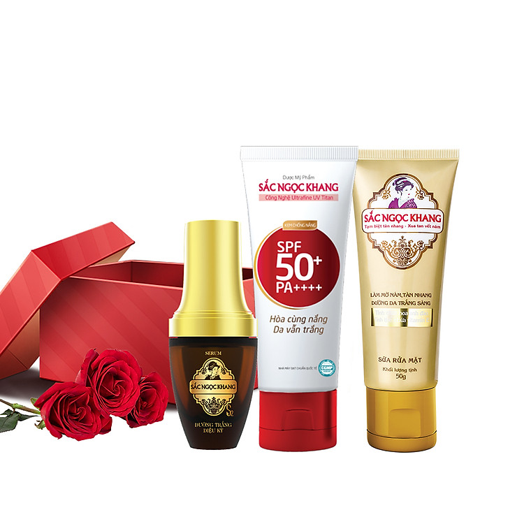 Combo Mờ Nám - Nâng Tông - Bảo Vệ Toàn Diện Kem chống nắng 50g + kem ngày 30ml + kem đêm 30g (Sắc Ngọc Khang Official)