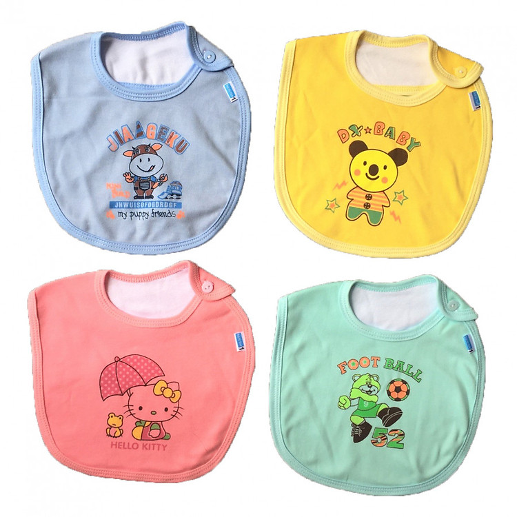 Combo 5 yếm cài vai sơ sinh cotton THT - Màu ngẫu nhiên