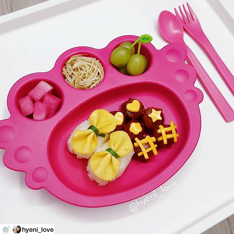 Bộ khay ăn dặm an toàn UINLUI - Hồng Chính hãng Giá tốt - Hình ảnh 3