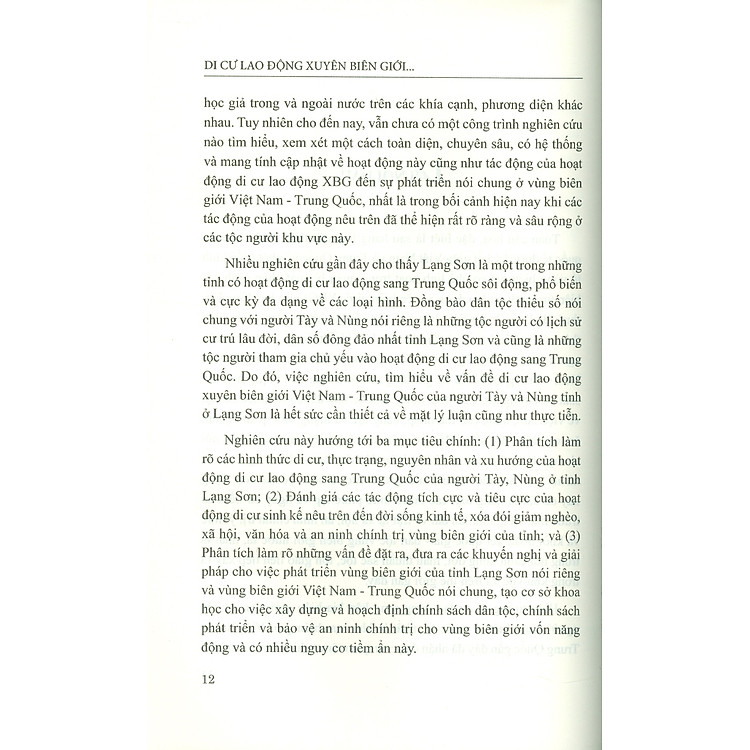 Di Cư Lao Động Xuyên Biên Giới Của Một Số Tộc Người Ở Vùng Biên Giới Việt Nam - Trung Quốc (Sách chuyên khảo) - Ảnh 3