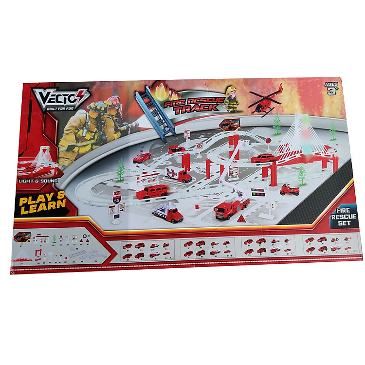 Bộ Đồ Chơi VECTO Lắp Ráp Đường Ray Và Xe Chạy Pin - Set Cứu Hỏa VT55710A
