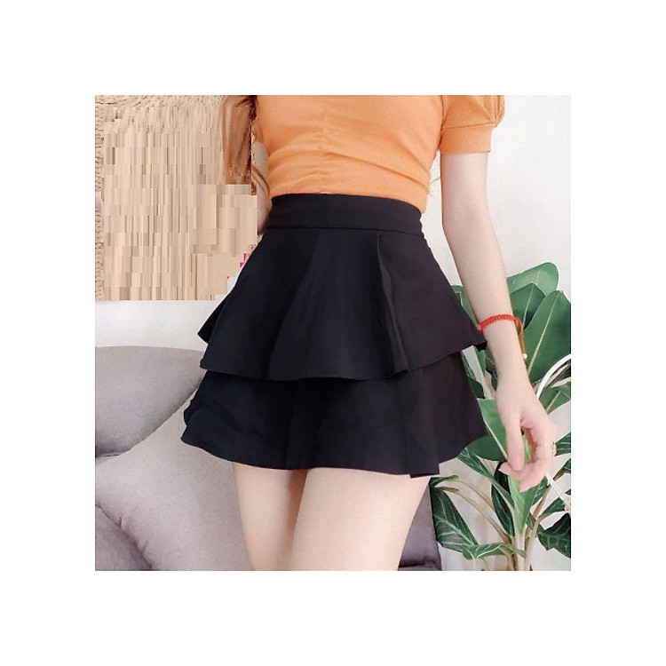 CHÂN VÁY XÒE 2 TẦNG DÁNG NGẮN NĂNG ĐỘNG