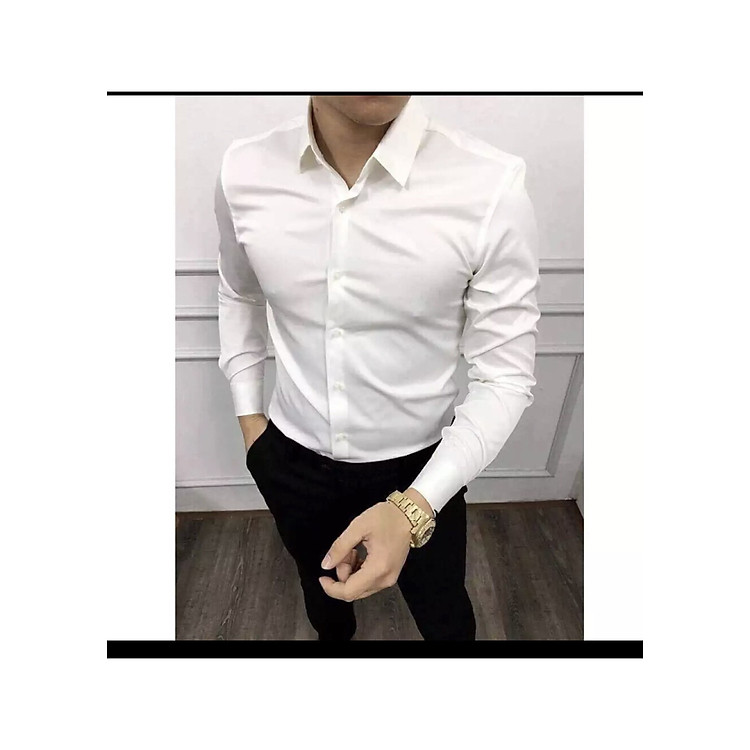 Áo sơ mi nam trắng trơn cao cấp 100% Cotton hàng QUẢNG CHÂU