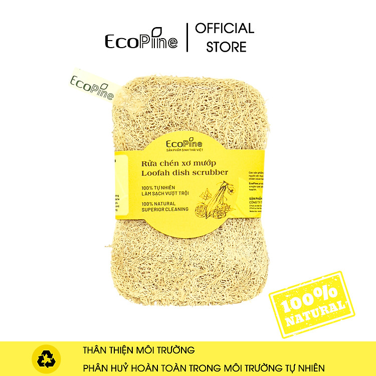 Miếng rửa chén xơ mướp ECOPINE hình chữ nhật size S