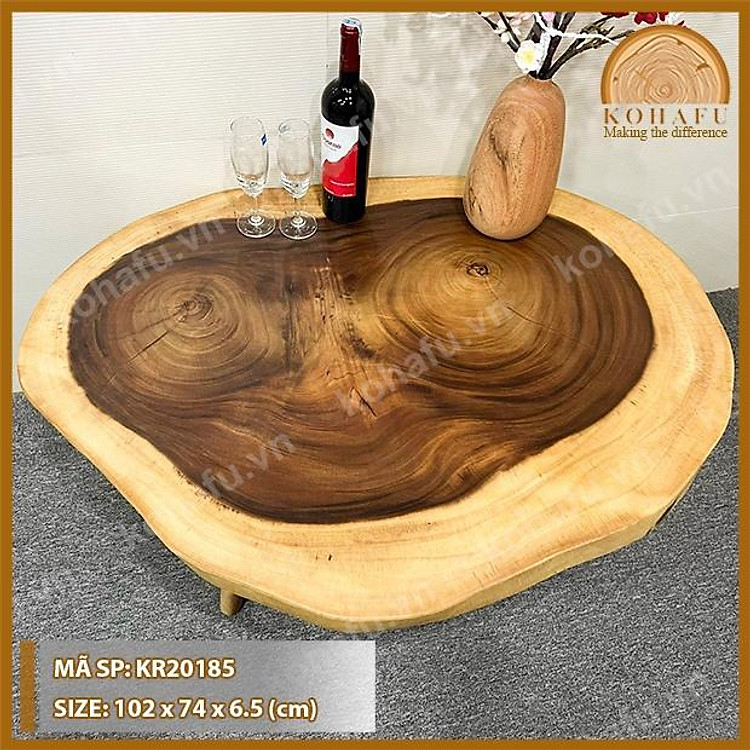 BÀN SOFA MẶT GỖ OVAL NGUYÊN TẤM SANG TRỌNG - KR20185-86