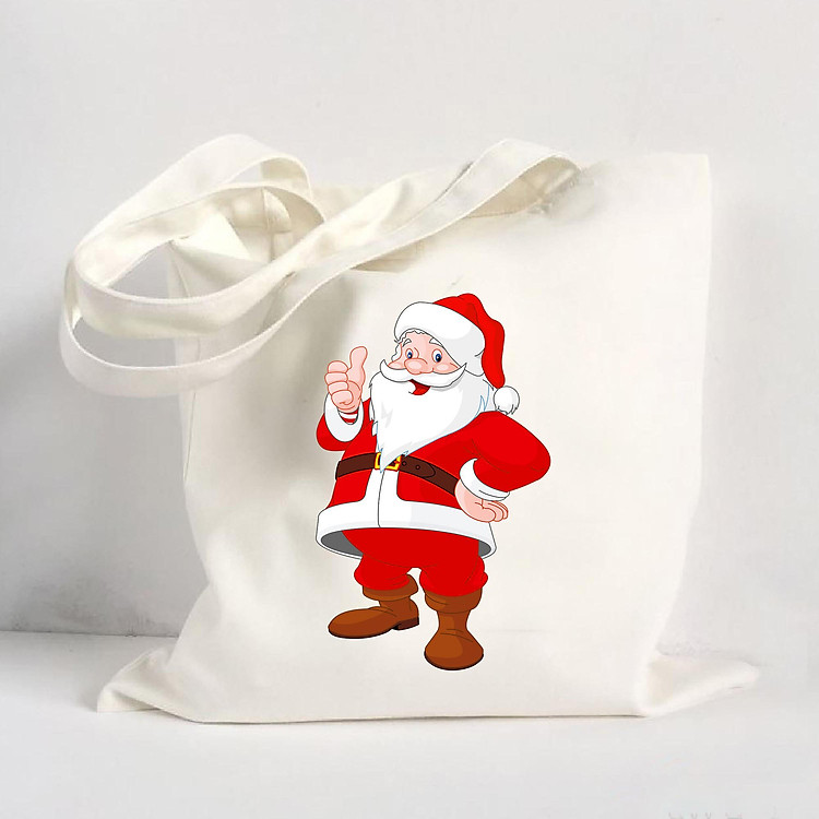 Túi Vải Đeo Vai Tote Bag In Hình Ông Già Noel - Mã003