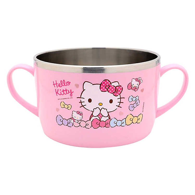 Bát Ăn Mì Cho Bé Bằng Thép Không Gỉ Hello Kitty LKT426 (17.5 x 12 x 7.5 cm) - Hồng